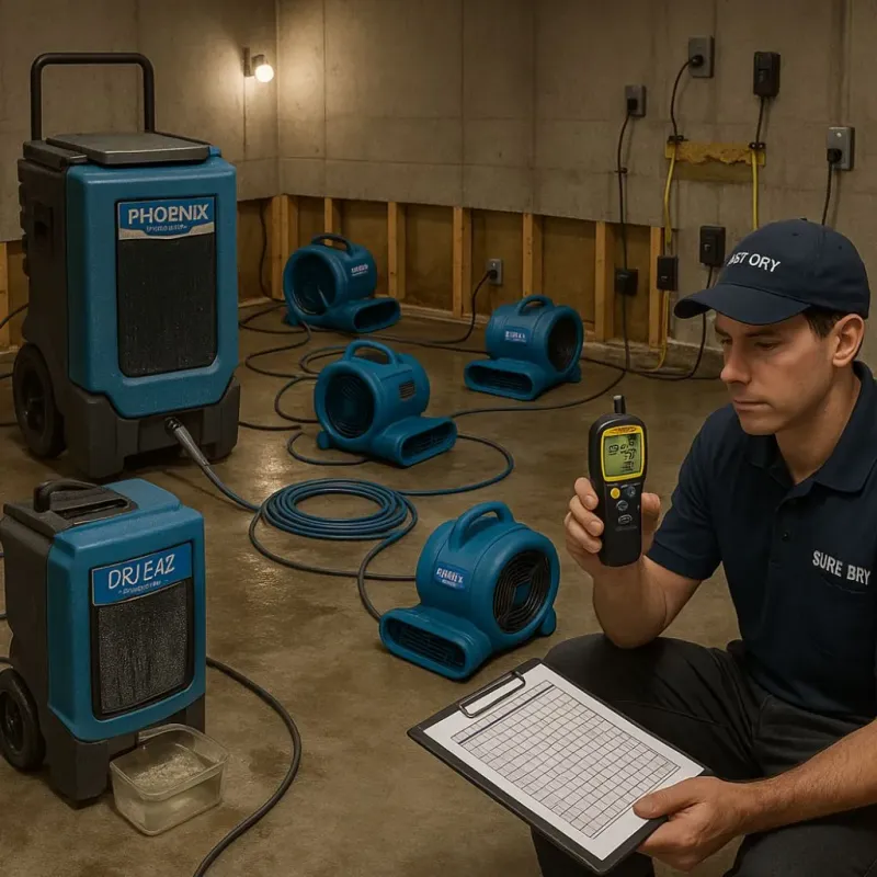 Structural Drying and Dehumidification process in Cross Plains, WI